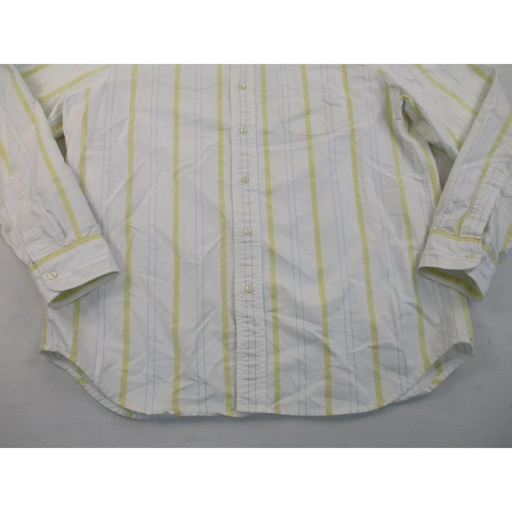J.Crew Oarsman Button Down Mens L White Yellow Striped Oxford Shirt Long Sleeve